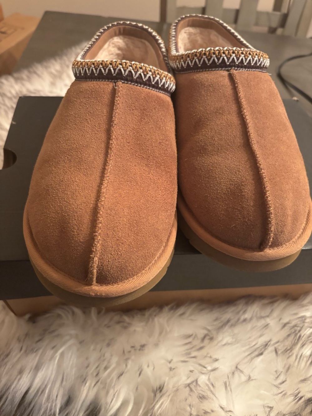 UGG Chestnut Suede Slip-On Clog with Decorative Trim - Picture 3 of 6